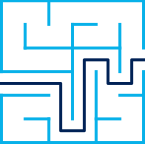 A line taking the shortest path through a maze, to suggest guidance, with label 'Decision Support.'